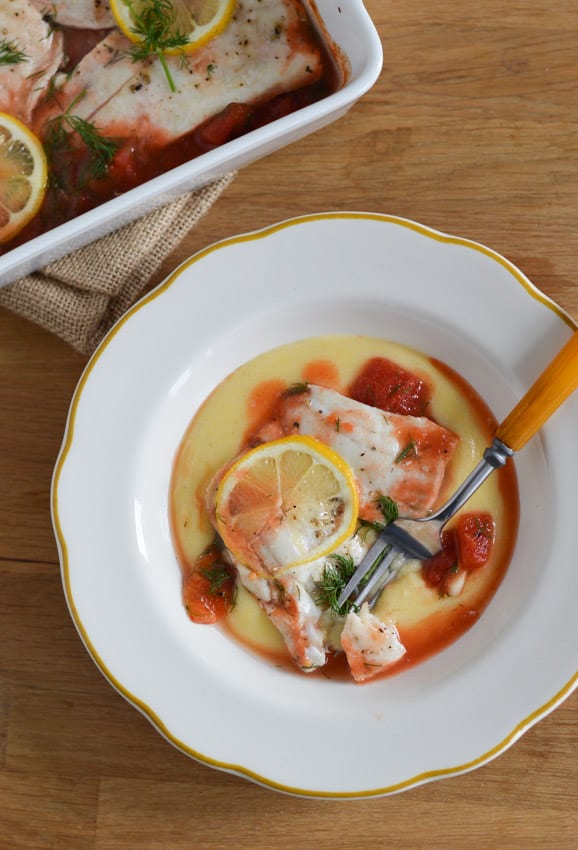 Oven-Poached Flounder with Tomatoes and Lemon