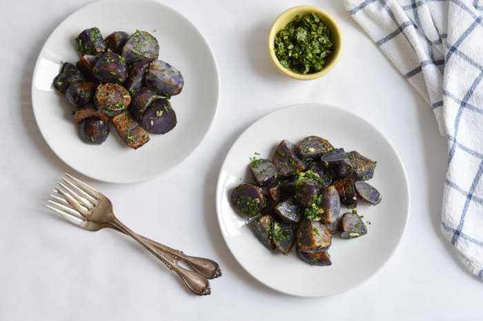 Purple Potatoes Recipe with Cilantro Gremolata | The New Baguette