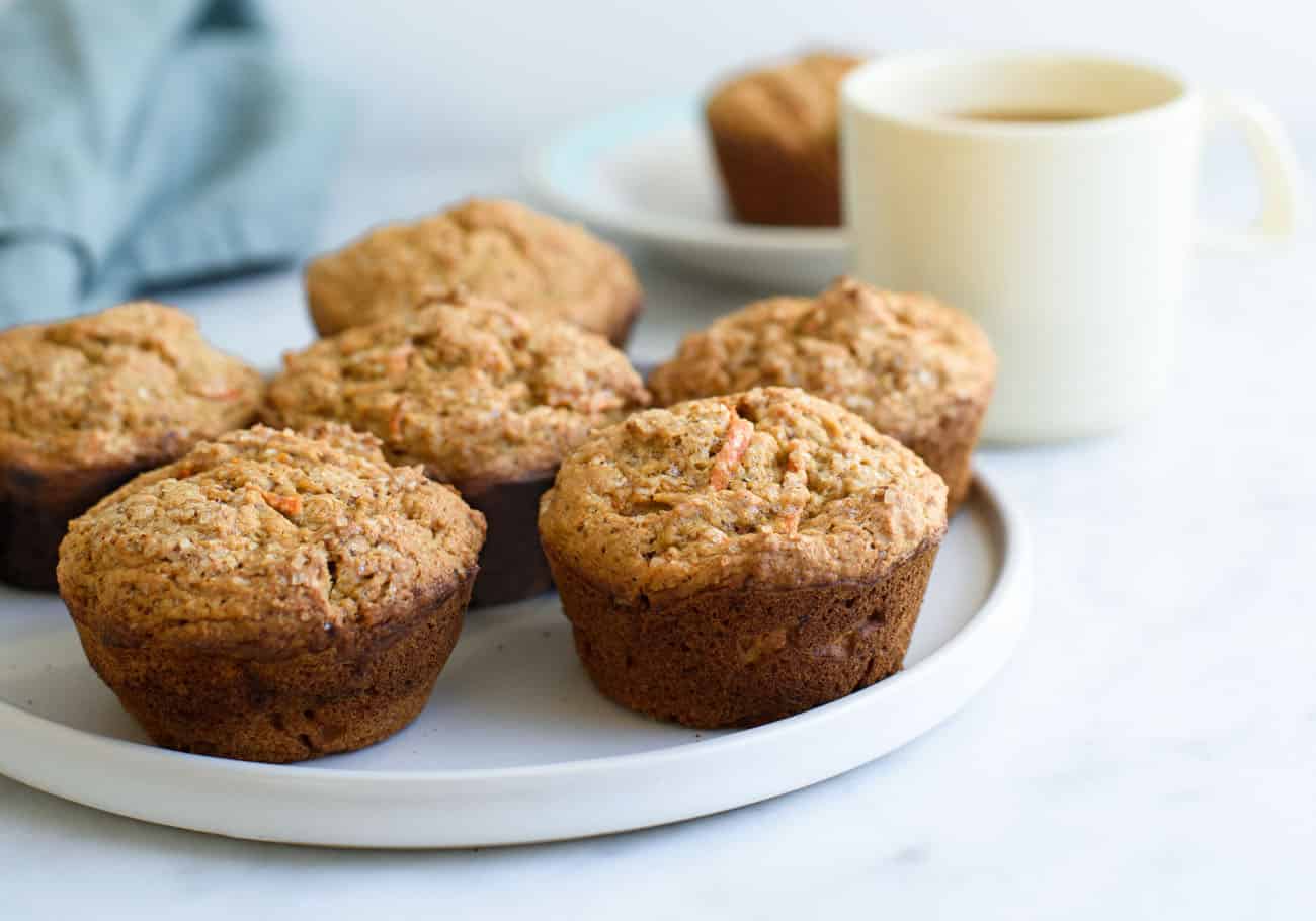 Carrot Pumpkin Muffins on a white plate
