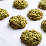 Matcha Oatmeal Cookies on white parchment paper