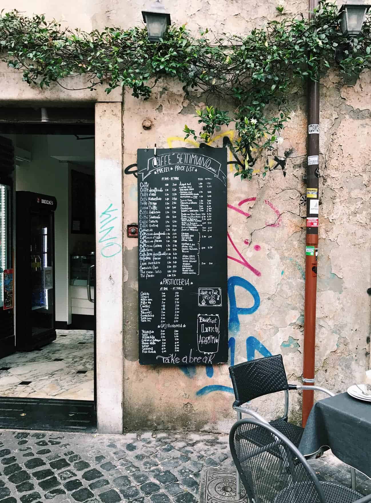 Cafe facade in Rome, Italy