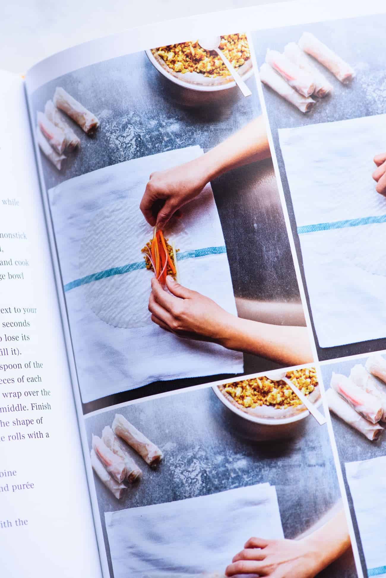 Tempeh rice rolls recipe page in The Complete Vegan Cookbook