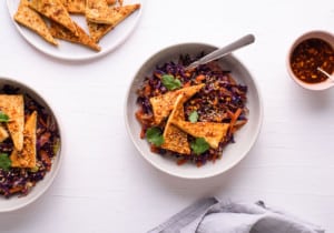 Seared tofu bowls with cabbage and carrots