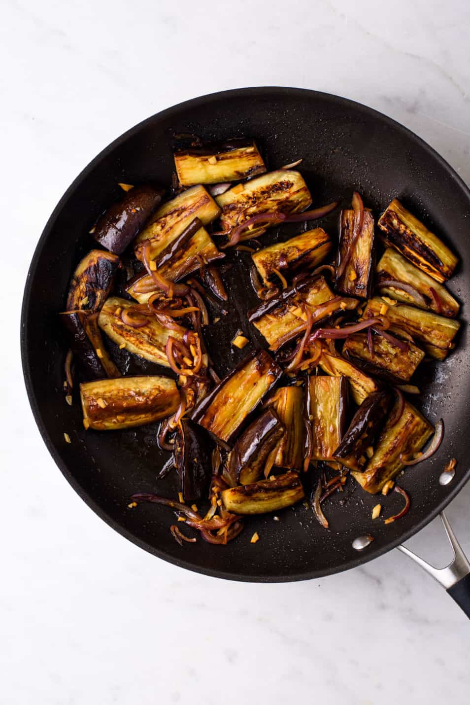 Pan-Fried Eggplant with Soy Sauce, Garlic and Ginger