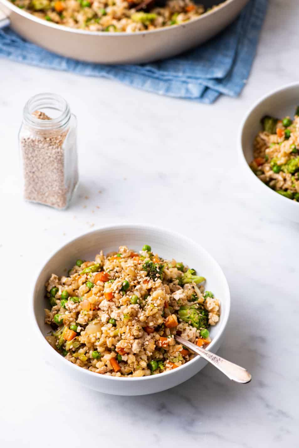 Work-from-home lunch ideas - including veggie fried brown rice with tofu