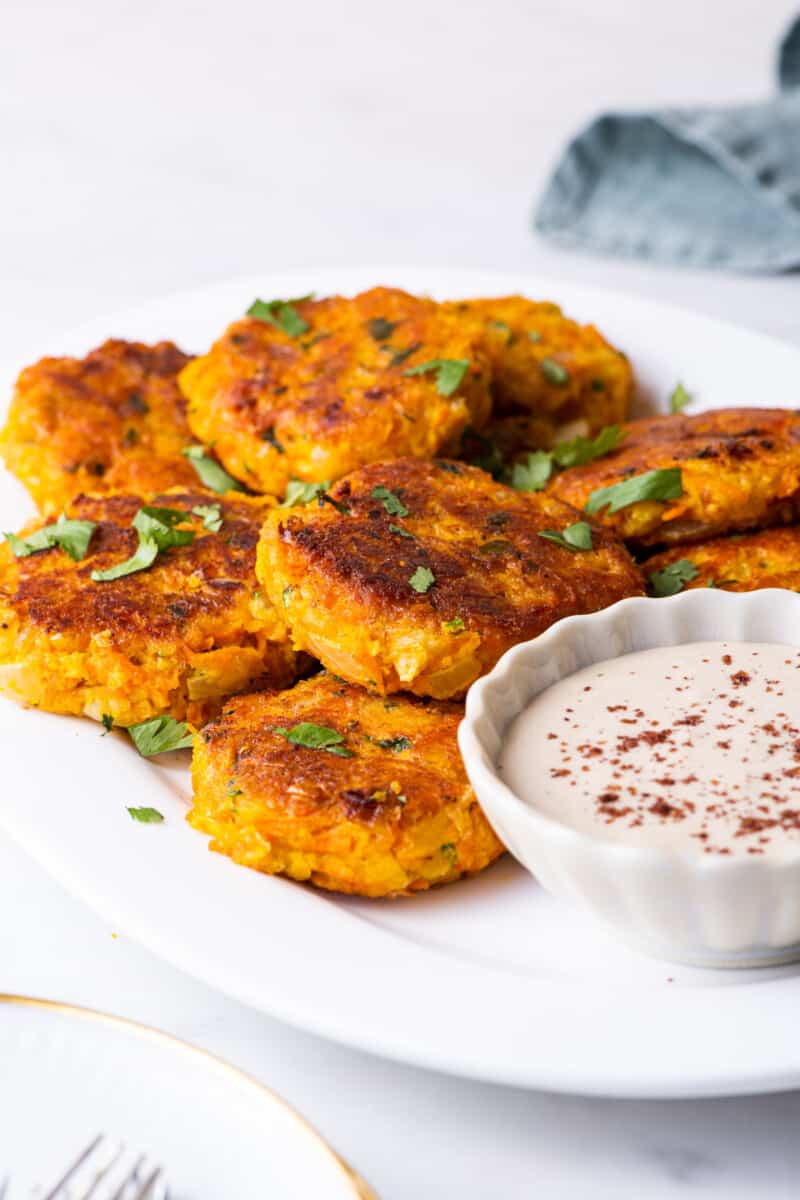 Carrot Fritters with Lemon Tahini Sauce - The New Baguette