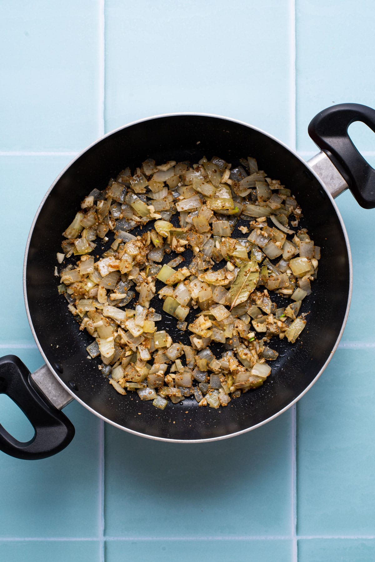 Sauteed onions and spices.