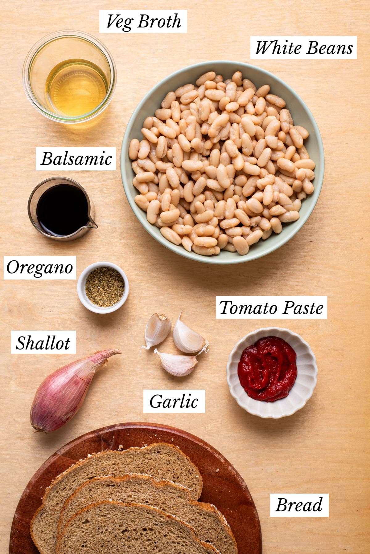 Ingredients gathered to make Tuscan white beans.