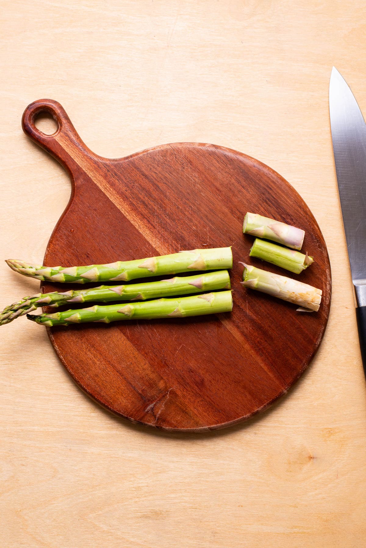 Trimming asparagus.