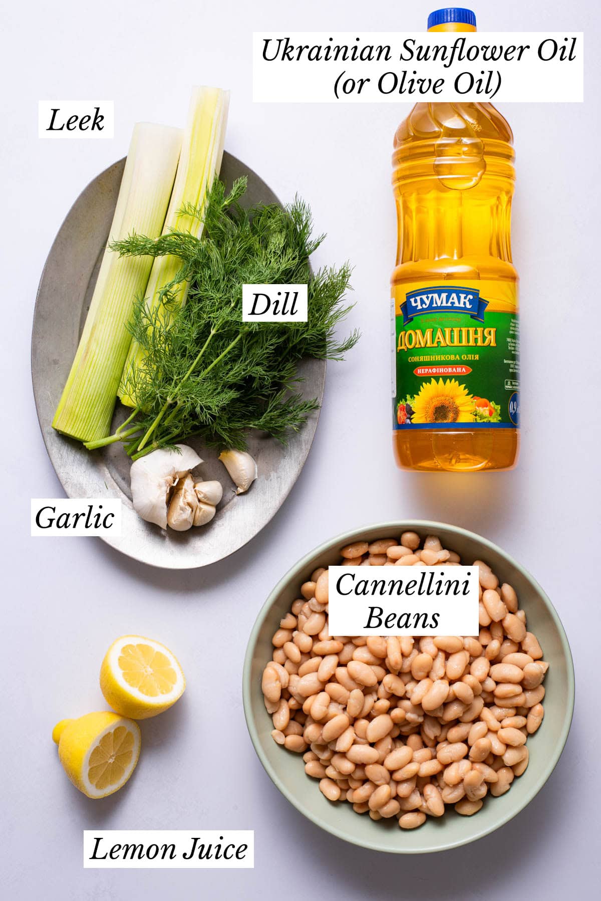 Ingredients gathered to make vegan cannellini bean salad.